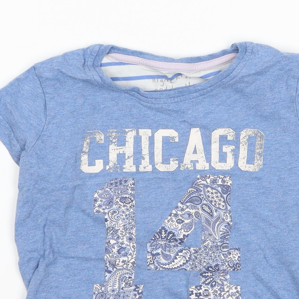 NEXT Girls Blue   Basic T-Shirt Size 7 Years  - graphic