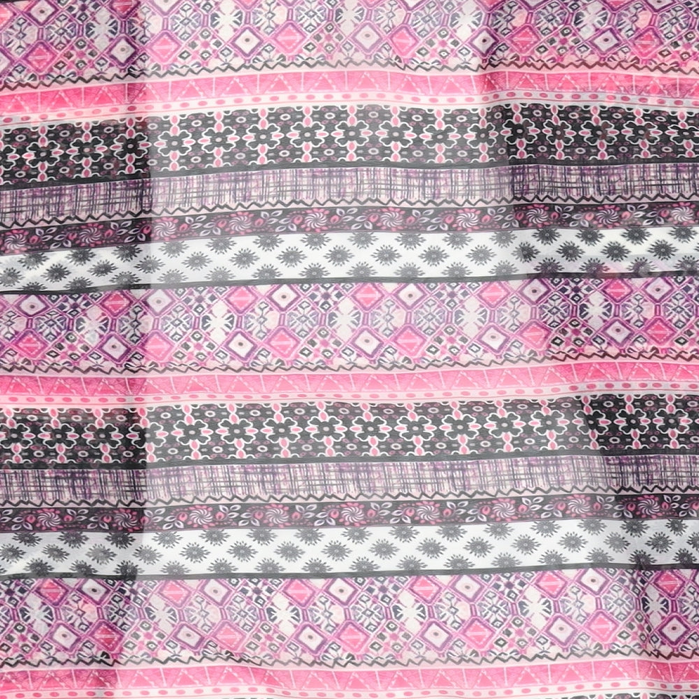Candy Couture Girls Black Chevron  Kimono Blouse Size 12 Years  - see through