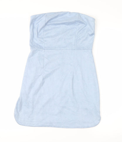 Additional front view of PRETTYLITTLETHING women’s blue mini, size S
