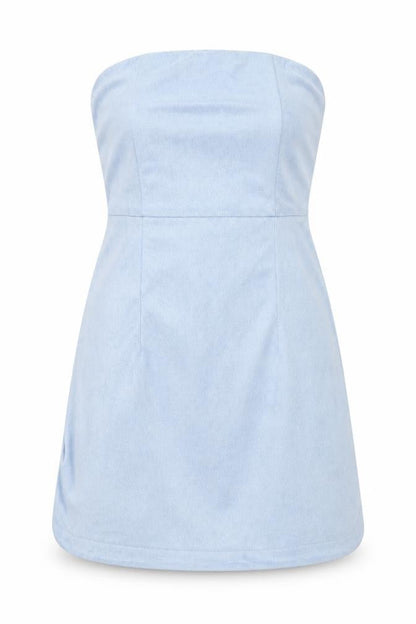 Front view of PRETTYLITTLETHING women’s blue mini, size S