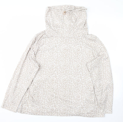 Front view of F&F women’s beige animal print jumper, size L