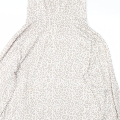 Brand and care label for F&F women’s beige animal print jumper, size L