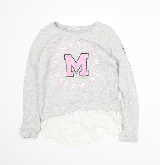 H&M Girls Grey   Pullover Sweatshirt Size 12-13 Years
