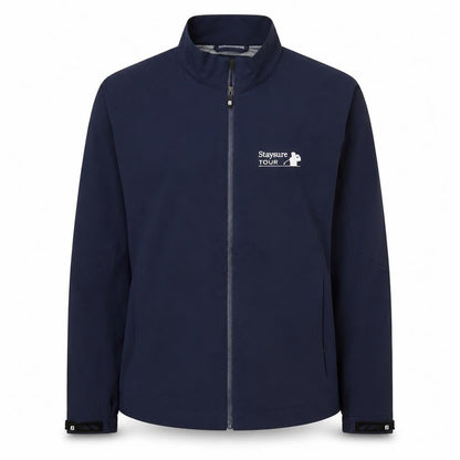 Front view of FJ women’s blue jacket, size UK 12