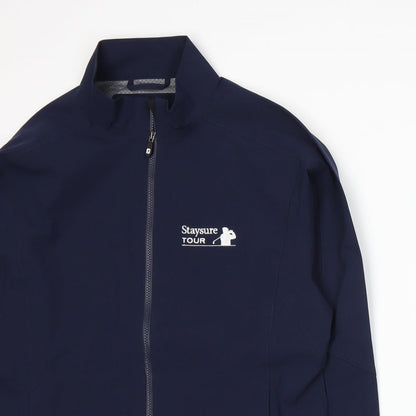 Close-up detail of FJ women’s blue jacket, size UK 12