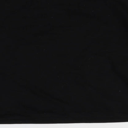 Brand and care label for Boohoo women’s black jumper, size UK 8