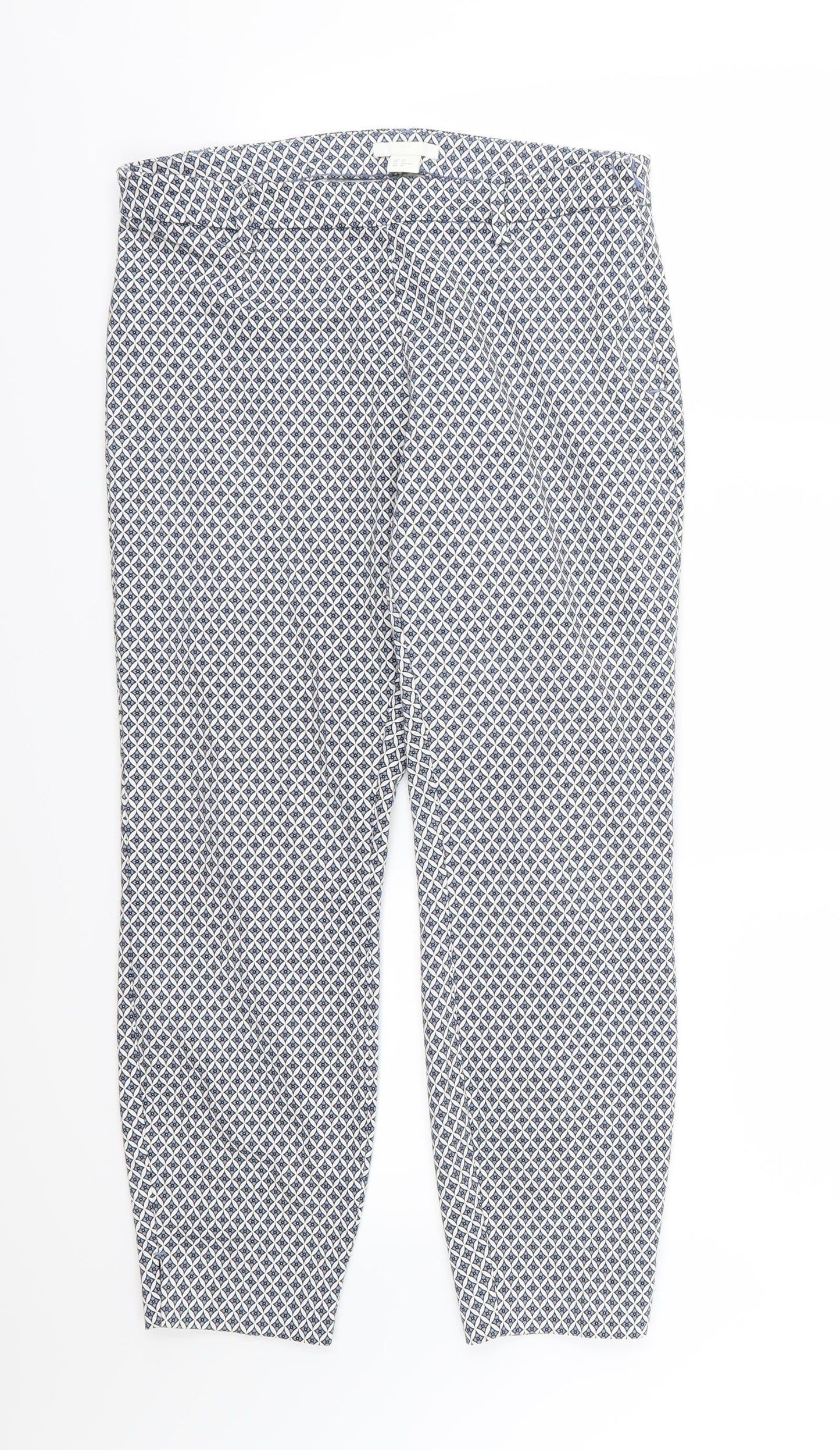 H&M Womens Blue Argyle/Diamond  Trousers  Size 12 L27 in