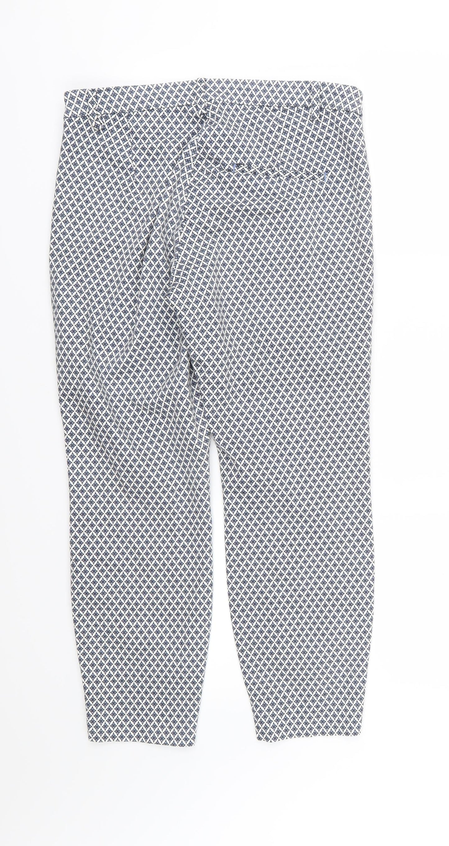 H&M Womens Blue Argyle/Diamond  Trousers  Size 12 L27 in