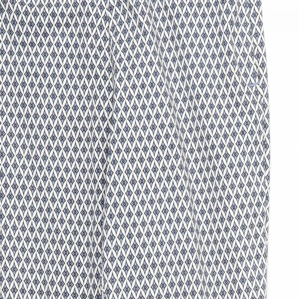 H&M Womens Blue Argyle/Diamond  Trousers  Size 12 L27 in