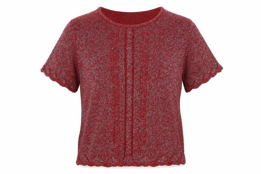 Front view of Bonmarché women’s red knit jumper, size S