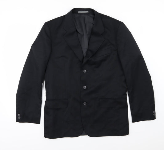 Preworn Mens Black  Rayon Jacket Suit Jacket Size 38