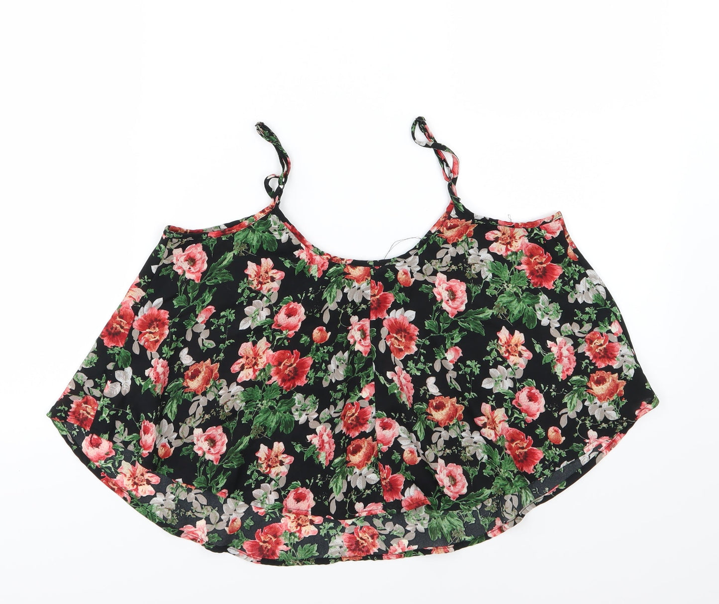 Ambiance Apparel Womens Black Floral Chiffon Basic Blouse Size M