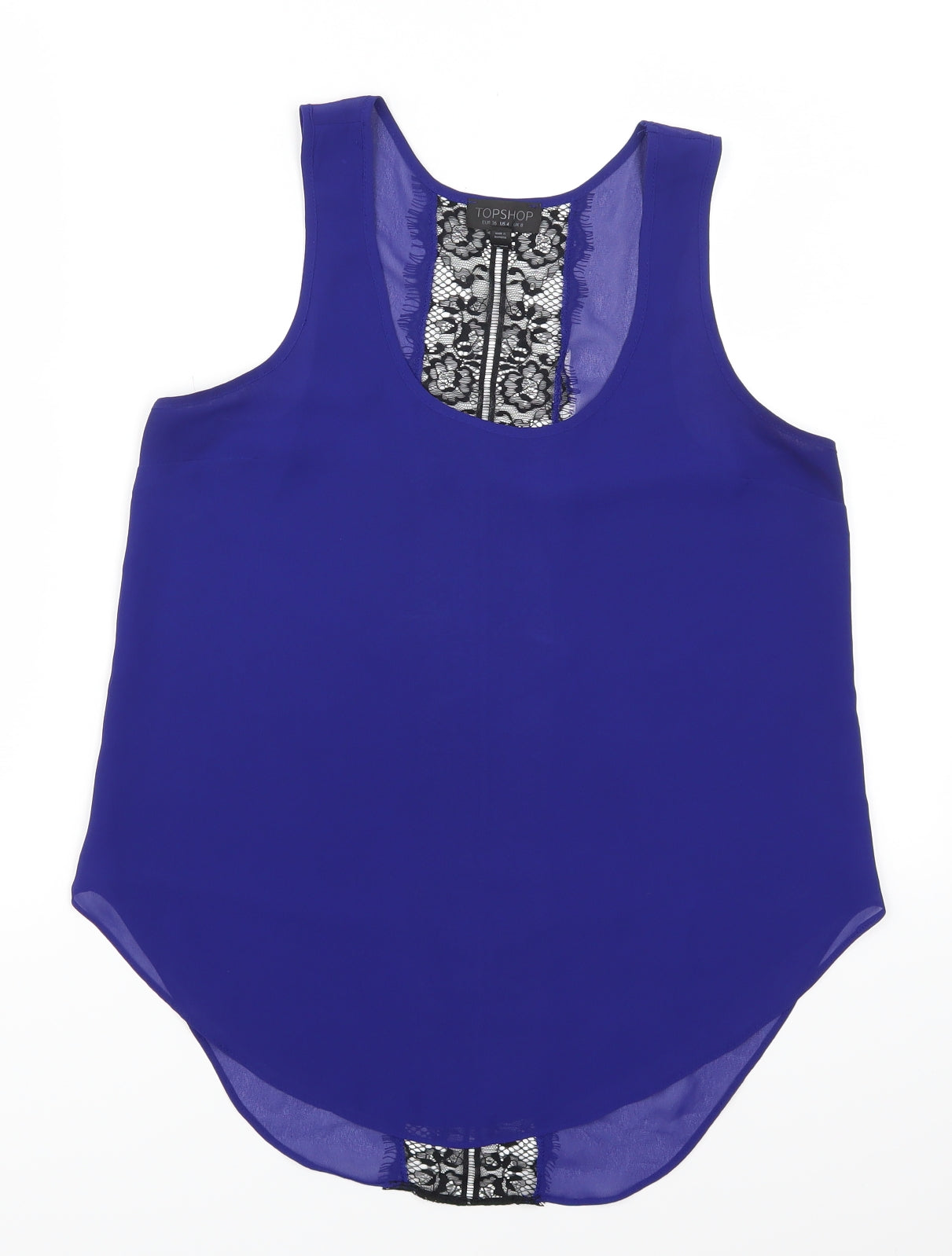 Topshop Womens Blue  Lace Basic Tank Size 8