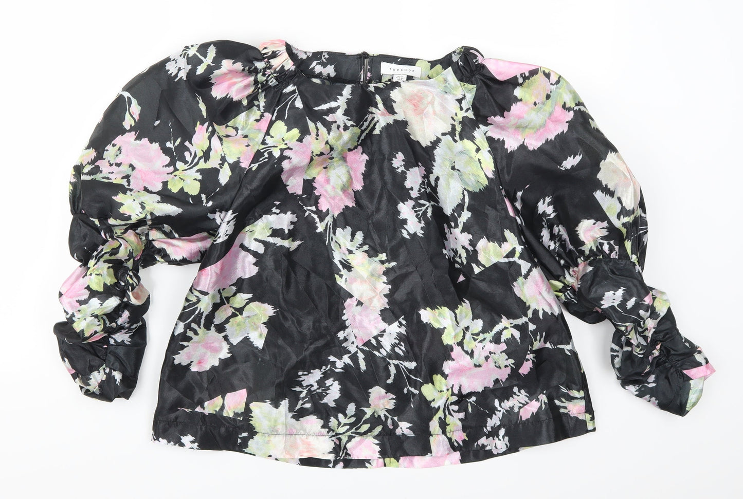 Topshop Womens Black Floral  Basic Blouse Size 12