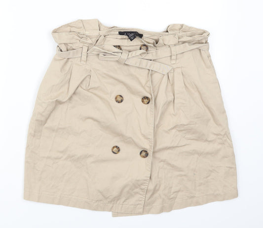 Amisu Womens Beige   A-Line Skirt Size 12  - Belted