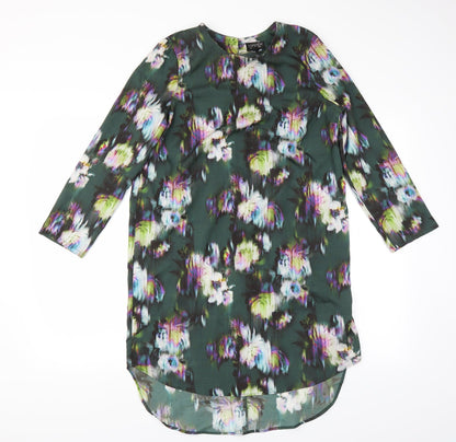 Preloved Topshop Womens Green Floral  Shift  Size 10 - Front