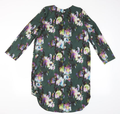 Preloved Topshop Womens Green Floral  Shift  Size 10 - Back