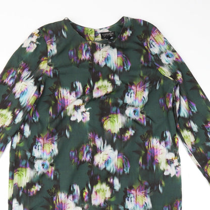 Preloved Topshop Womens Green Floral  Shift  Size 10 - Detail