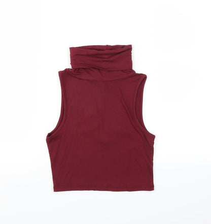 Additional front view of Missguided women’s purple basic tank, size UK 8, - cropped