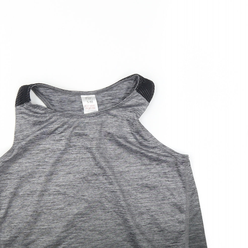 F&F Girls Grey   Basic Tank Size 9-10 Years