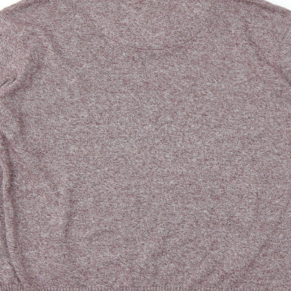 Brand and care label for Brave Soul men’s purple jumper, size L