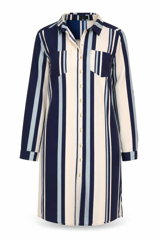 Cameo Rose Womens Blue Striped Shirt Dress Size 10