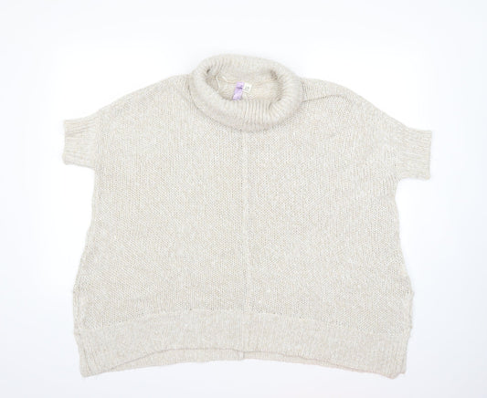 Alya Womens Beige  Knit Pullover Jumper Size S