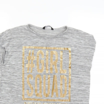 Close-up detail of George girls’ grey jumper, size 12-13, years