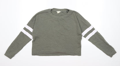Additional front view of H&M girls’ green pullover sweatshirt, size 13-14, years