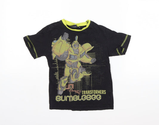 Preworn Boys Black   Basic T-Shirt Size 5-6 Years