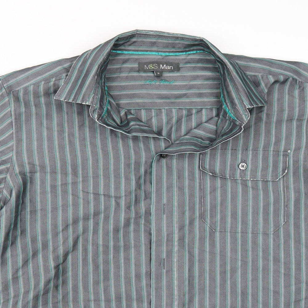 Marks and Spencer Mens Grey    Button-Up Size M