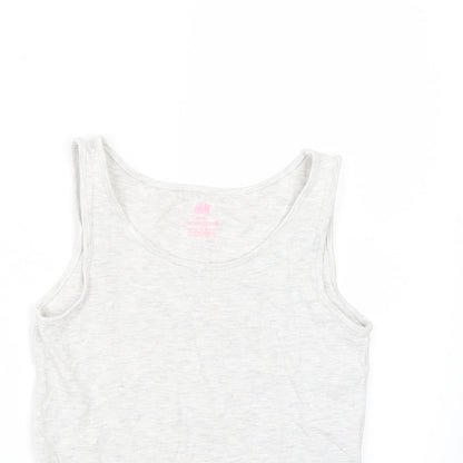 Close-up detail of H&M girls’ grey basic tank, size 11, years