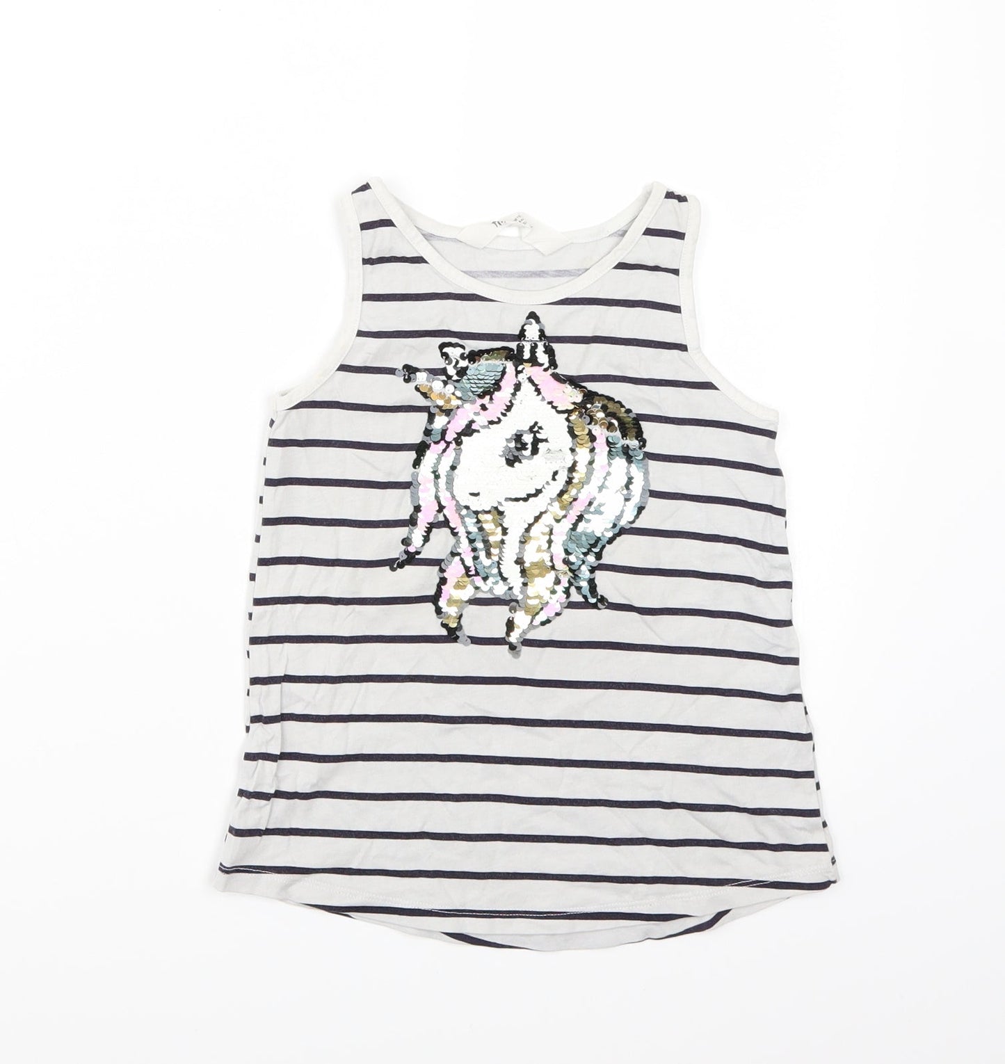 H&M Girls White Striped  Basic Tank Size 5 Years