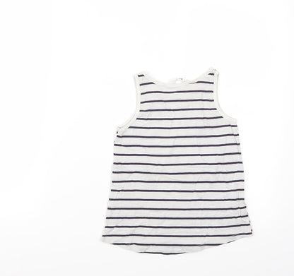 Back view of H&M girls’ white striped basic tank, size 5, years