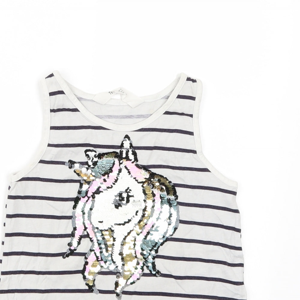 H&M Girls White Striped  Basic Tank Size 5 Years