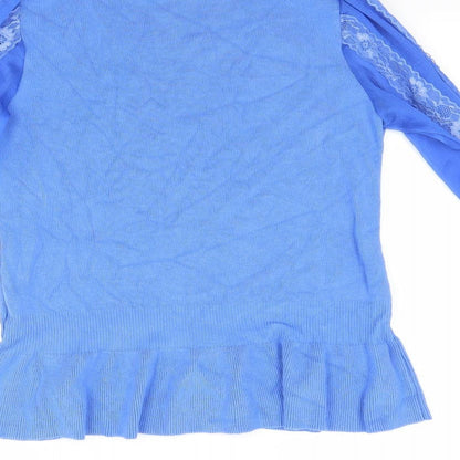 Brand and care label for Laetitia Mem women’s blue jumper, size M