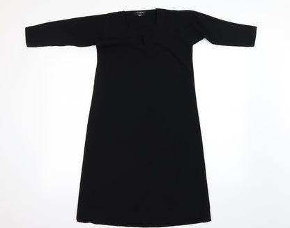 Additional front view of women’s black a-line, size UK 10