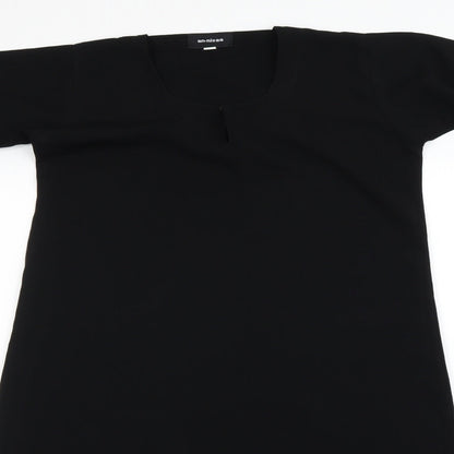 Close-up detail of women’s black a-line, size UK 10