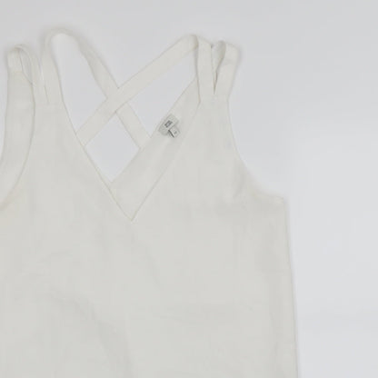 Preloved River Island Womens White   Basic Blouse Size 12 - Detail
