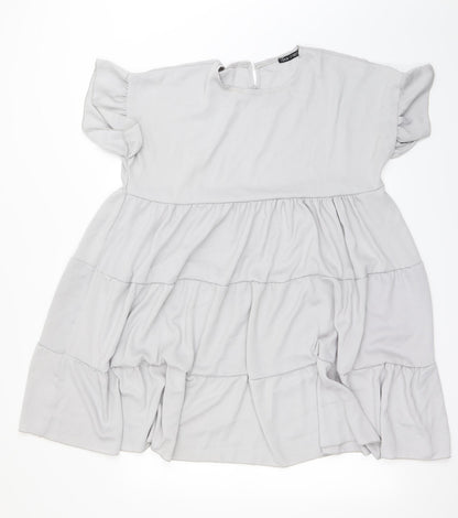 Additional front view of I SAW IT FIRST women’s grey a-line, size UK 10