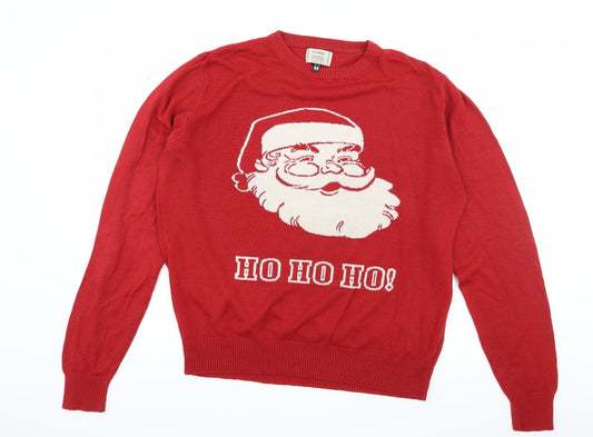 George Mens Red  Knit Pullover Jumper Size M  - Santa Ho Ho Ho