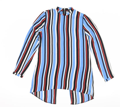 Additional front view of Atmosphere women’s blue striped basic blouse, size UK 4