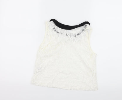 Jennyfer Womens White  Lace Basic Tank Size S