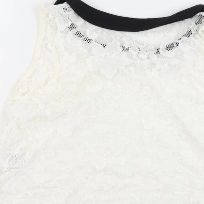 Jennyfer Womens White  Lace Basic Tank Size S