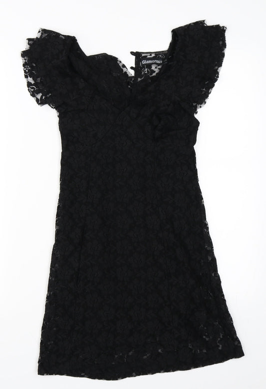 Glamorous Womens Black  Lace Shift  Size 8