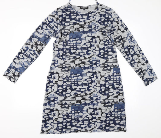 Cerulean Womens Grey Geometric  Jumper Dress  Size S