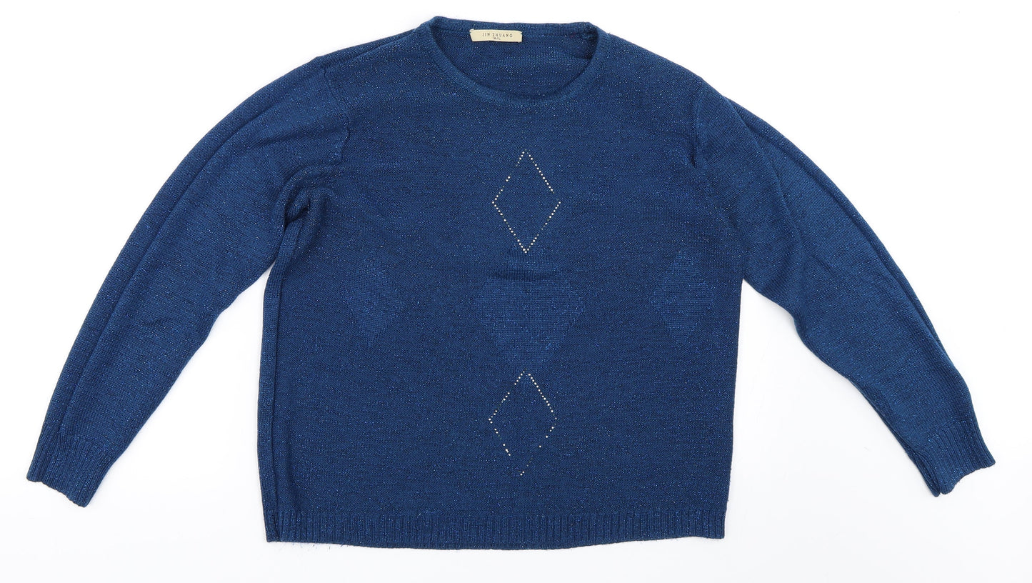 Jin Zhuang Womens Blue   Pullover Jumper Size M
