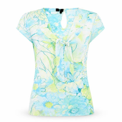 Preworn Womens Blue Floral  Basic Blouse Size 12