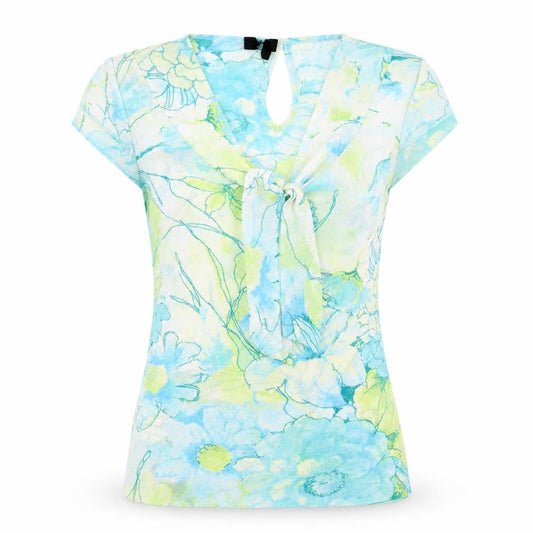 Preworn Womens Blue Floral  Basic Blouse Size 12