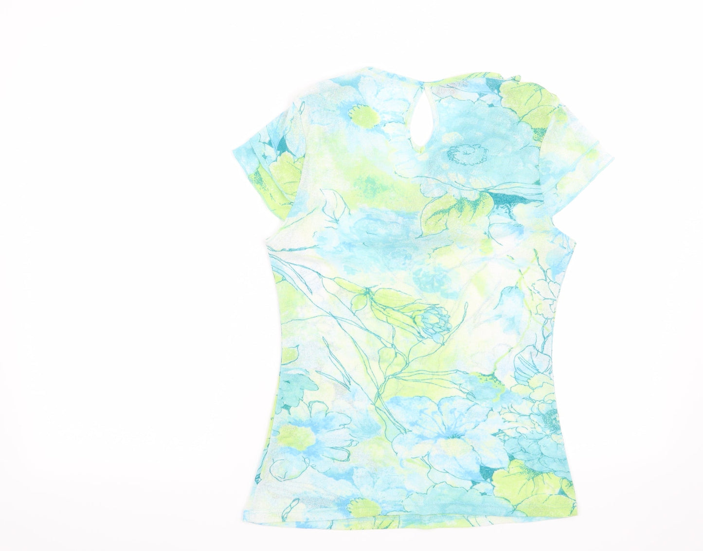 Preworn Womens Blue Floral  Basic Blouse Size 12